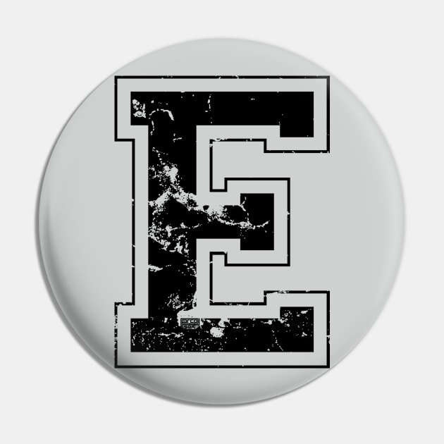 Initial Letter E Black Jersey Sports Athletic Player Pin by porcodiseno