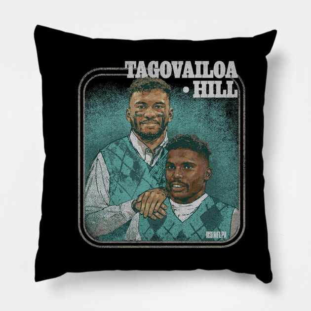 Tua Tagovailoa & Tyreek Hill Miami Step Brothers Pillow by ClarityMacaws