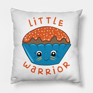 Little Warrior - Cute Warrior Cupcake Design - Blue Pillow