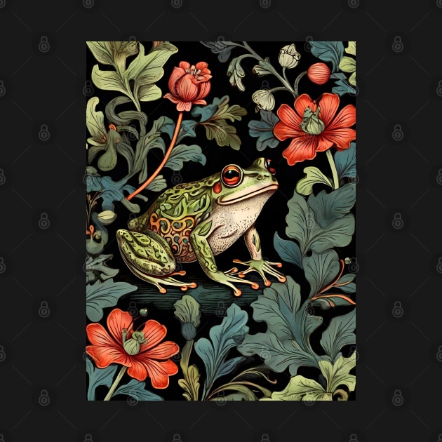 Frog in Forest | William Morris Inspired Art | Nature Artwork by VivaLaRetro