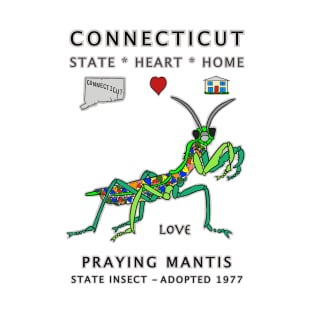 Connecticut, Praying Mantis, Valentines Day, Love, State, Heart, Home T-Shirt