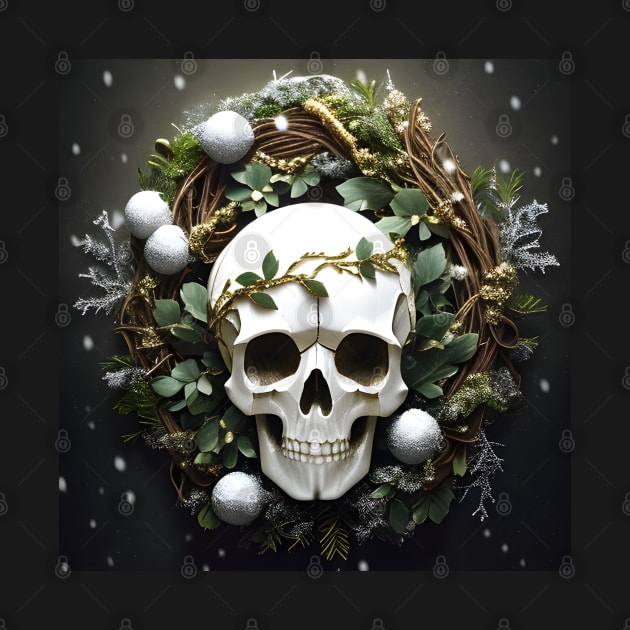 Spooky Season Greetings - Stable Diffusion Wreath Skull by CursedContent