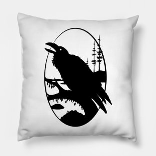 Raven Silhouette IV Pillow