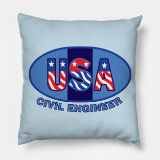 Patriotic Civil Engineer Pillow