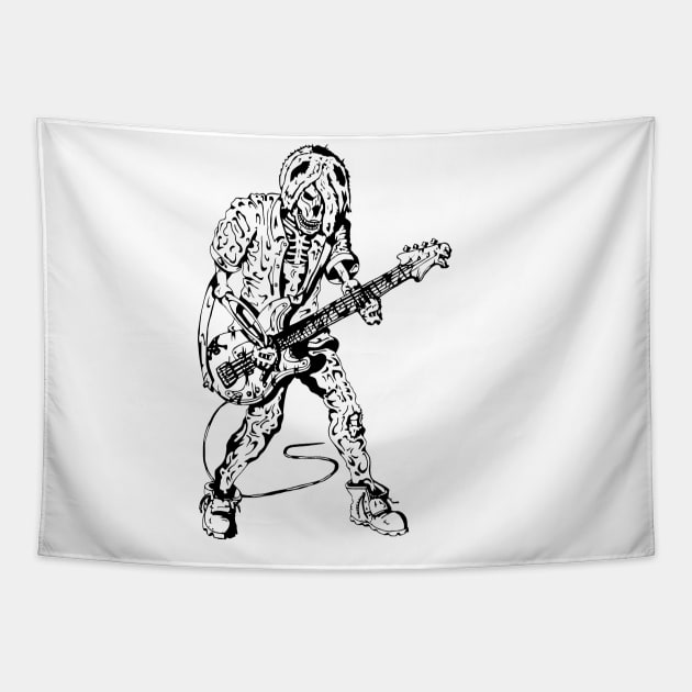 Rock Skeleton Halloween Skeleton Rocker Ghitar Tapestry by igybcrew