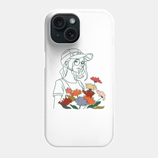 Girl with a bouquet of flowers Phone Case