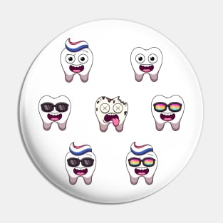 Funny Teeth Cartoon Sticker Pack Pin