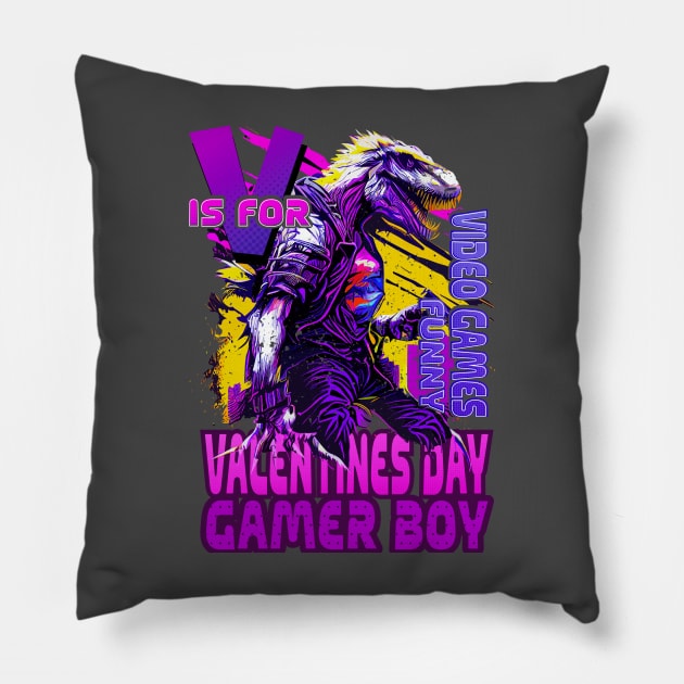 V is for Valentines: The Fun and Funny Gamer T-Shirt Collection Pillow by Meryarts