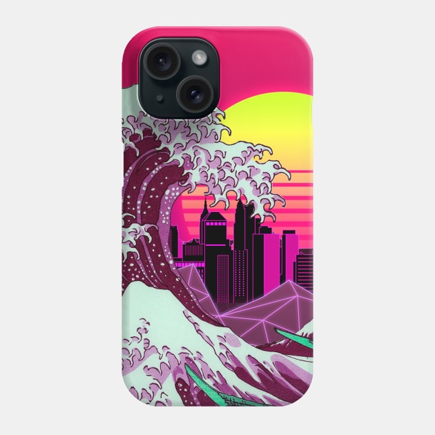 The Great RetroWave off Kanagawa Phone Case by Kiboune