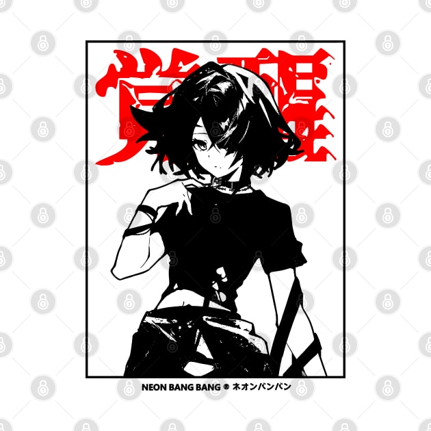 Japanese Streetwear Goth Grunge Anime Girl Manga Aesthetic Black and White by Neon Bang Bang