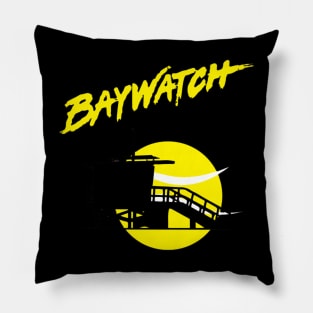 Baywatch Lifeguard Tower Sunset Pillow