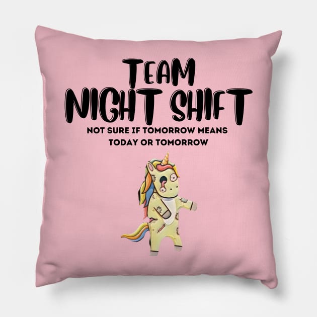 Night Shift Team - Zombie Unicorn! Pillow by Barts Arts