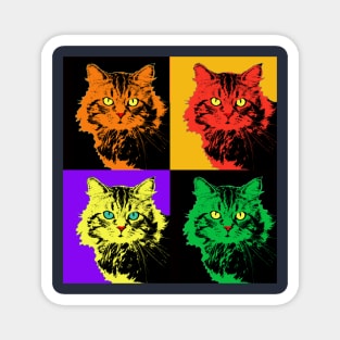 CAT POP ART  ORANGE YELLOW RED GREEN Magnet