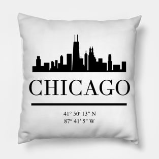 CHICAGO ILLINOIS BLACK SILHOUETTE SKYLINE ART Pillow