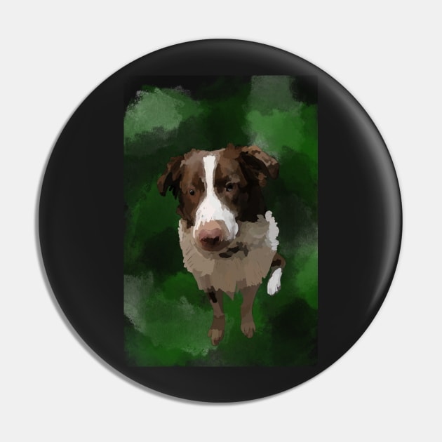 Australian Shepherd sitting Pin by byEstherReid