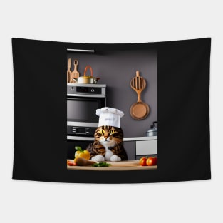 Chef Cat - Modern Digital Art Tapestry