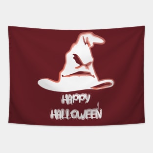 Happy Halloween Crazy Witch Hat Tapestry