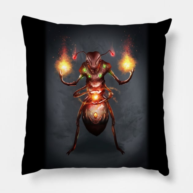 Ant World - Ember Mage Ants Pillow by InVeCt Art