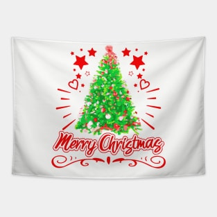 Christmas Tree Merry Christmas Red Tapestry