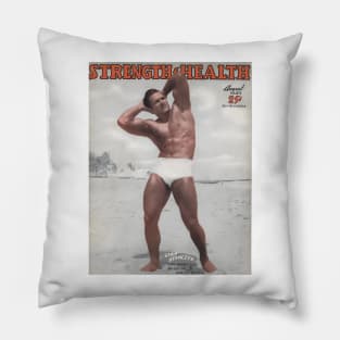 STRENGTH & HEALTH - Vintage Physique Muscle Male Model Magazine Cover Pillow