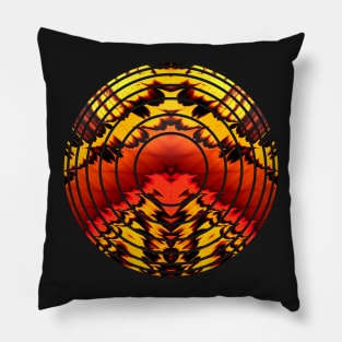 Yellow, Red, Orange Fractal - Grunge Look Pillow