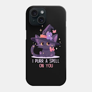 Funny Cat Pun Witch Spell Graphic Men Kids Women Halloween Phone Case