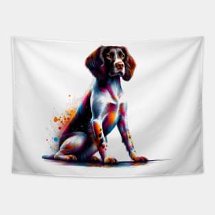 Lively Small Munsterlander Pointer in Vivid Splash Art Tapestry