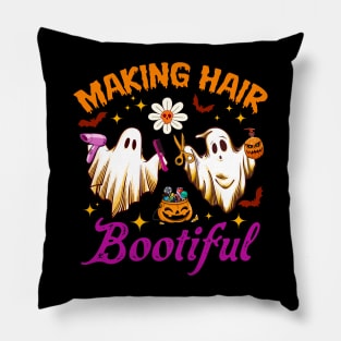 Funny Scary Ghost Hairdresser Halloween Making Hair Bootiful Pillow