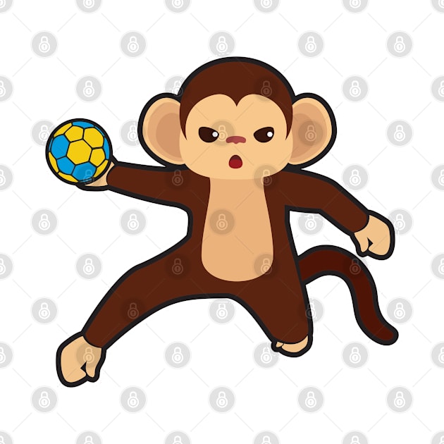 Monkey as Handball player with Handball by Markus Schnabel