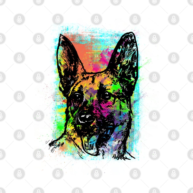 Vibrant German Shepherd Print Graphic by DanDesigns