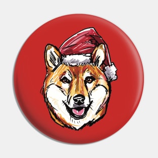 Christmas Shiba Inu - Cute Japanese Dog - Tan Shiba Inu Christmas Theme Pin