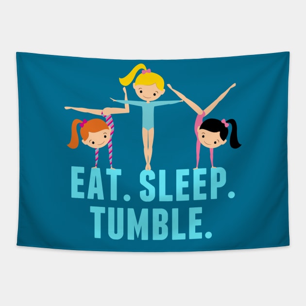 Gymnastics Girl Eat Sleep Tumble Tapestry by epiclovedesigns