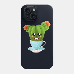 Happy cactus in a pretty tea cup Phone Case