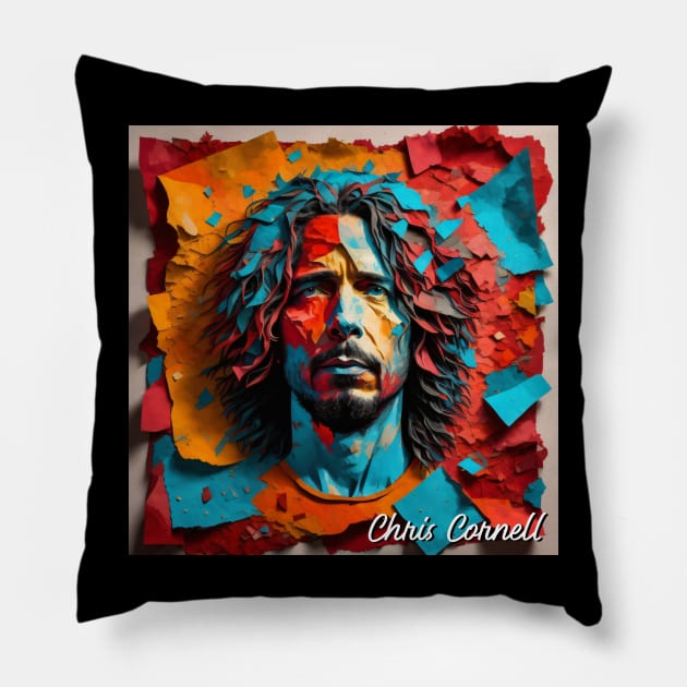 Chris Cornell // Paper Art Pillow by Otmr Draws