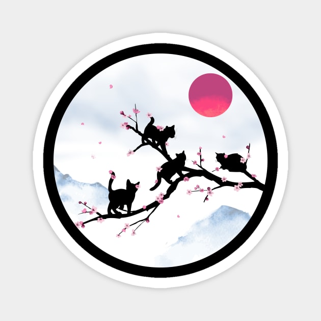 Cat Blossoms Magnet by shaireproductions