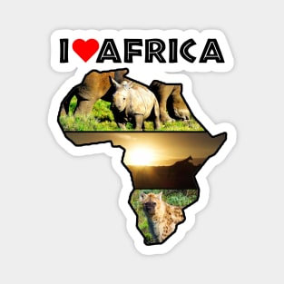 I Love Africa Wildlife Collage Map Magnet