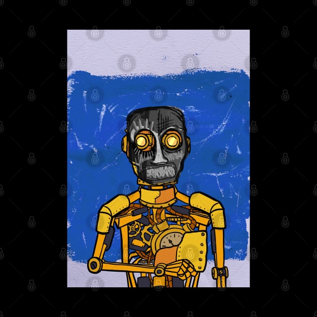 Love NFT - A Golden Affair: Golden Robot Character with Street Mask and Glass Eyes by Hashed Art