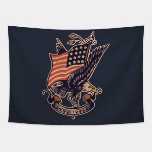 Vintage Tattoo Eagle and American Flag Tapestry