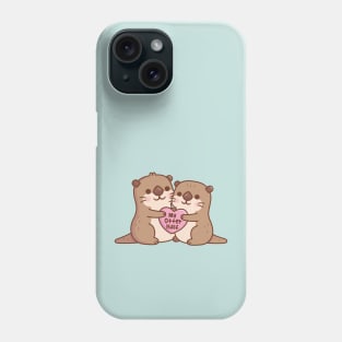 Cute Otters Hugging A Heart My Otter Half Funny Pun Phone Case