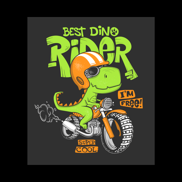 dinosaur-riding-motorbike-print by irelandefelder