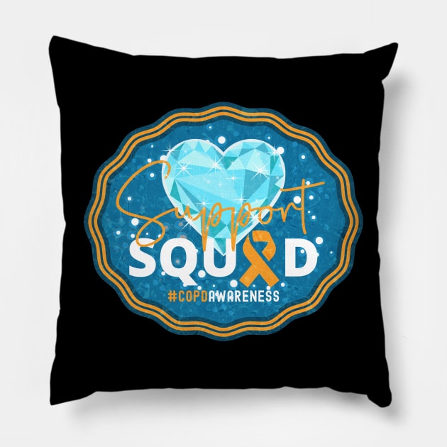 COPD Awareness Support Squad Crystal Heart Edition Pillow by mythikcreationz