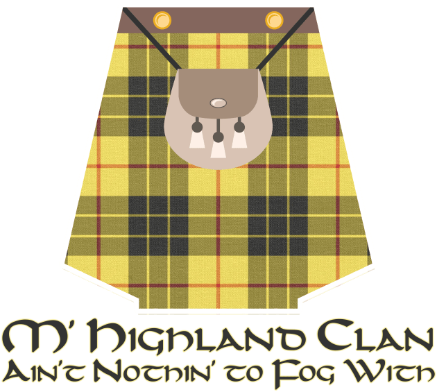 Highland Clan Ain't Nothin' to Fog With Scottish Tartan Kids T-Shirt by Grassroots Green