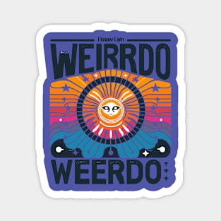 Weirdo - Minimalist Typography with Colorful Sun Design Magnet