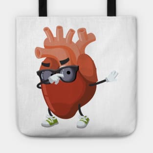 Dabbing cartoon anatomical human heart organ Tote