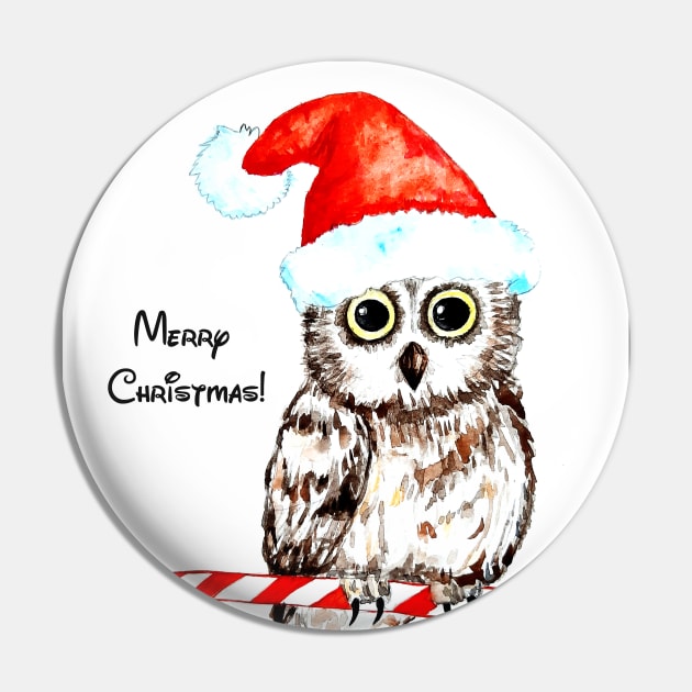 Owl, Mery Christmas, watercolor, nursery, home decor, baby wall art, greeting card Pin by Luba_Ost