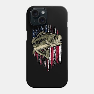 Bass Fishing American Flag 4Th Of July For Fisherman Phone Case