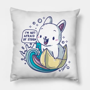 Kawaii Cute bunny with Vessel saying "I'm not afraid of Storm" Pillow