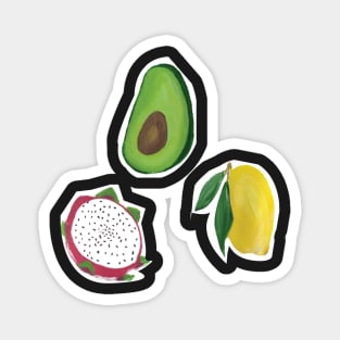 Fruit Stickers-Avocado-Dragon Fruit-Lemon-Trendy Stickers- Waterbottle and Laptop Stickers Magnet