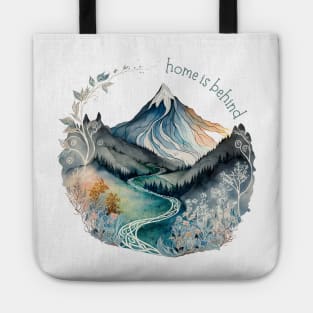 Home Is Behind - Lonely Mountain - Watercolor Art - White - Fantasy Tote