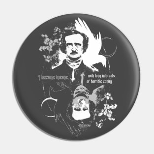 Insane Edgar - Edgar Allan Poe, Gothic, Dark art, roses, skulls and death Pin